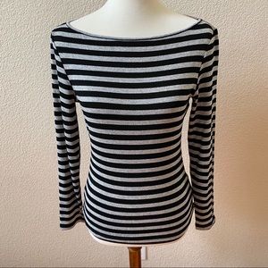 silver + black long-sleeve tee with size zippers